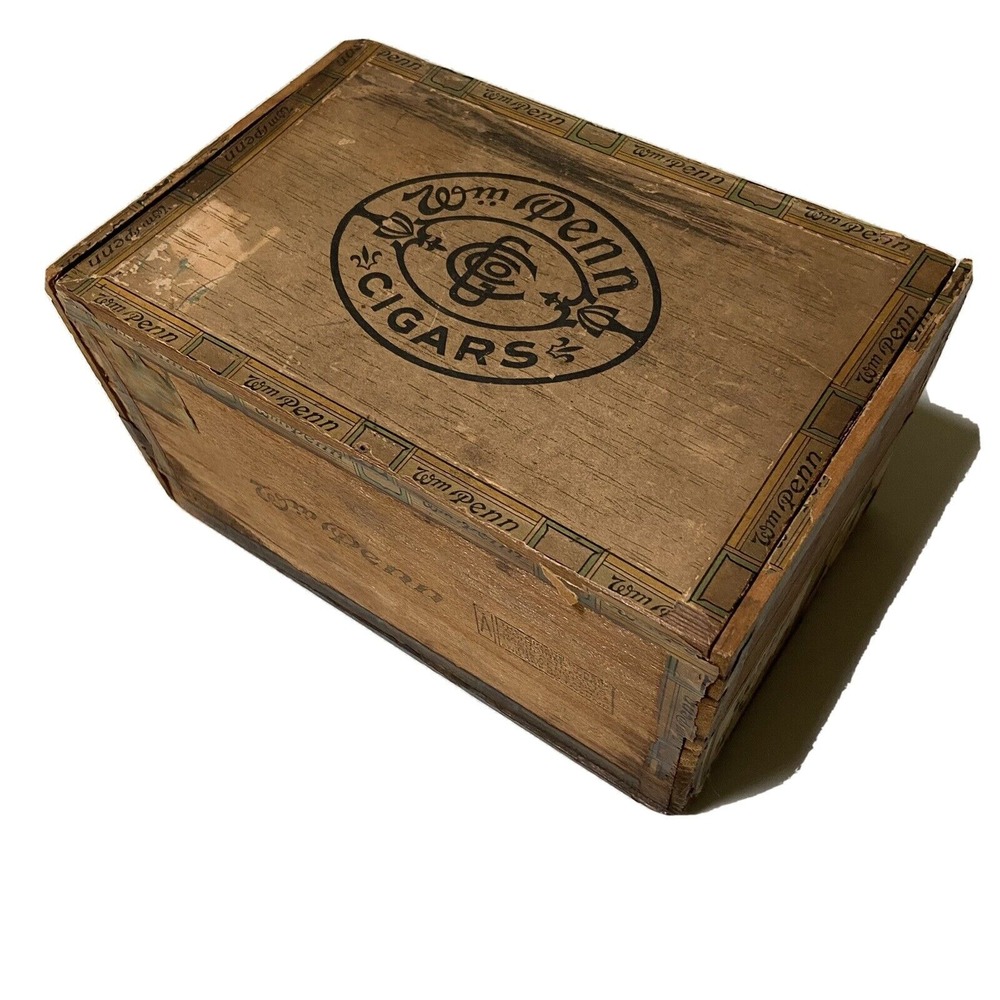 VTG WM Penn Wooden Cigar Box General Cigar Company New Jersey